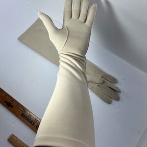 Vintage Elbow Length Opera Gloves, Ivory, Pin-Up 1950’s Lady’s Accessory